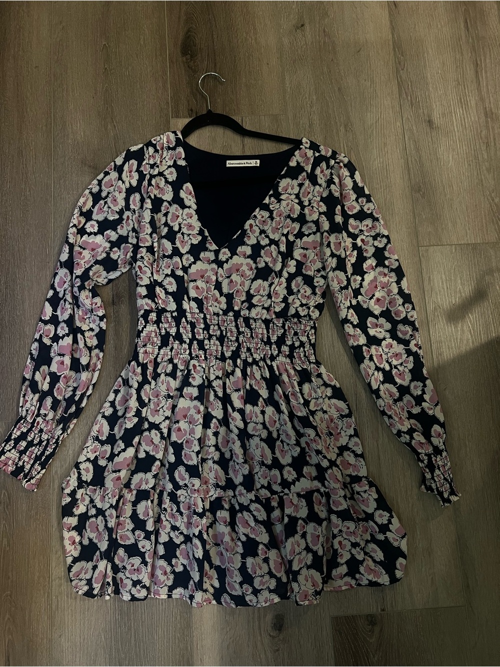 Abercrombie & Fitch Navy Floral Long-Sleeve Dress